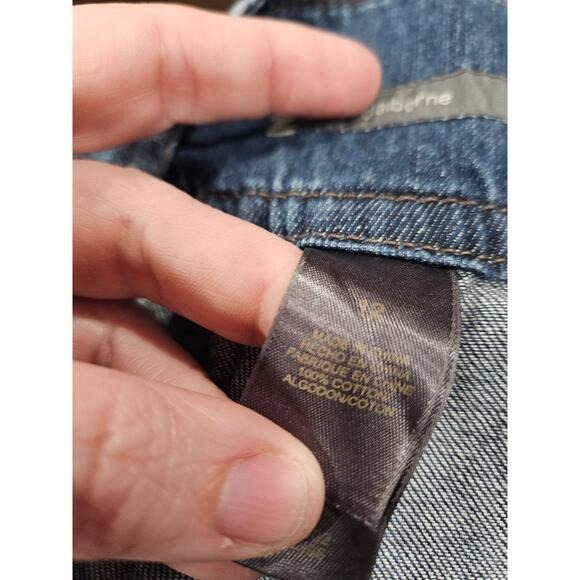 Vintage Liz Claiborne Midi Denim Skirt Flare Blue Jean Cotton Pleated Y2K Sz 12 - Picture 6 of 9